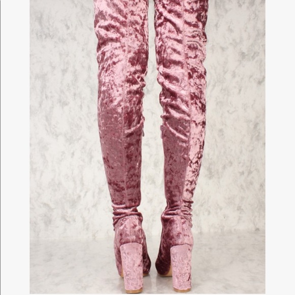 Dusty Rose Thigh High Boots - Picture 2 of 4